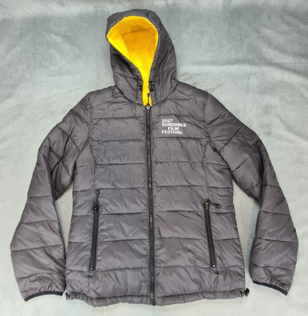 Kenneth Cole Sundance Film Festival 2017 Reversible Puffer Coat Gray Yellow Sz M
